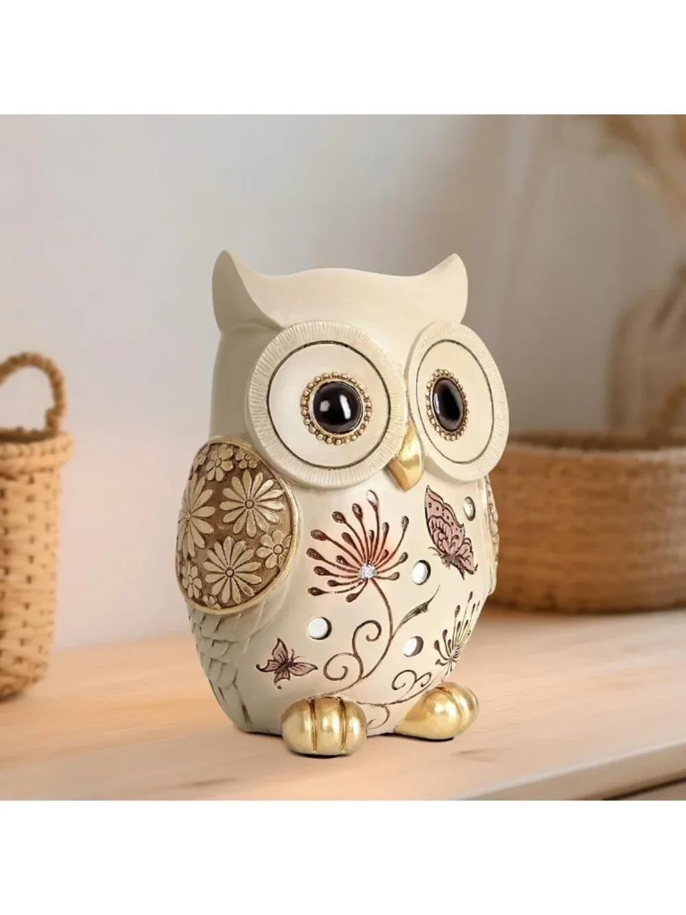 Charming Owl Statue for Home Decor - Boho Accents, Vintage Figurine for Bird